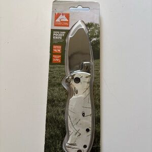 Ozark Trail 6.75" Stainless Steel Folding Knife Snow Camo Handle Drop Point Blad